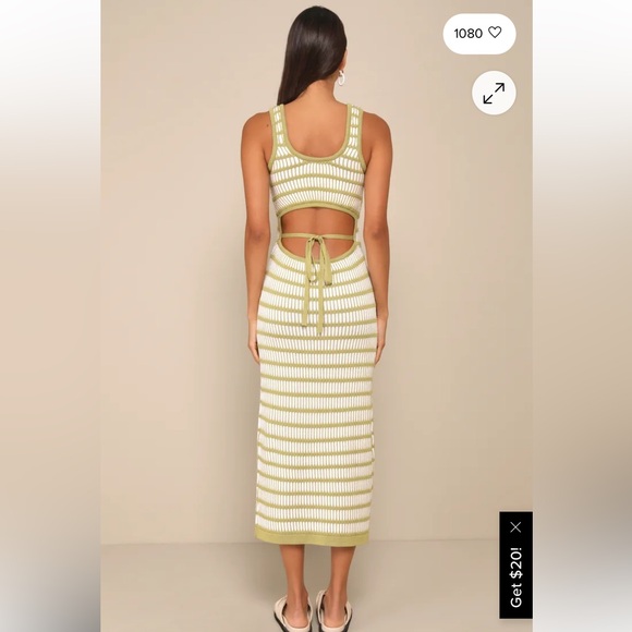 Lulu's Green and White Midi Dress - Picture 2 of 6